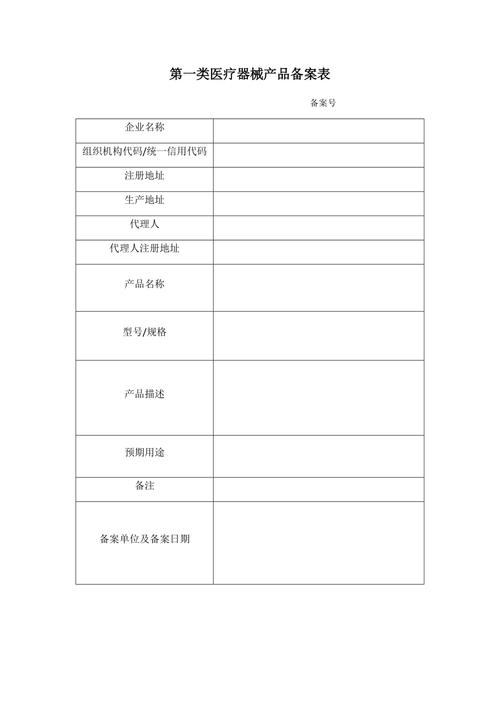 第一类医疗器械产品备案表填写指南与合规要点